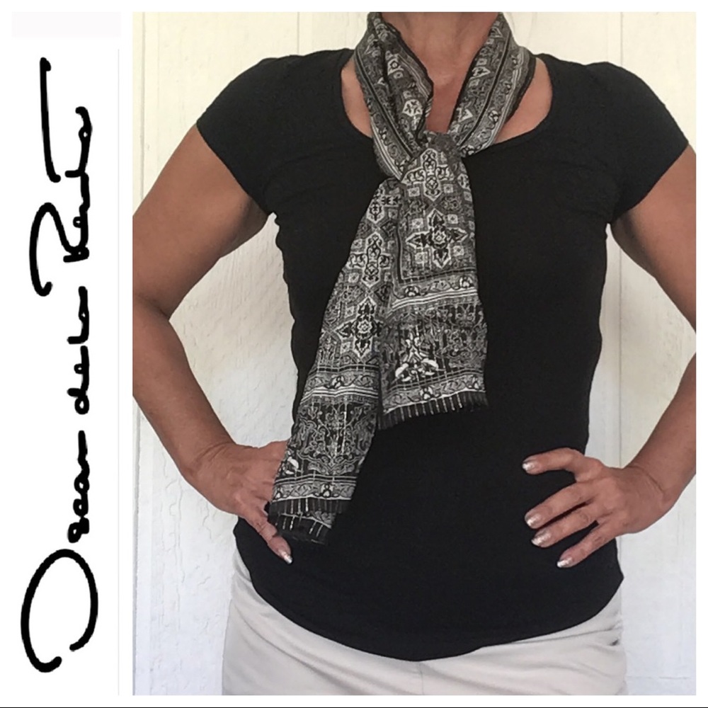 OSCAR DE LA RENTA SILK NECK HAIR BAG SCARF